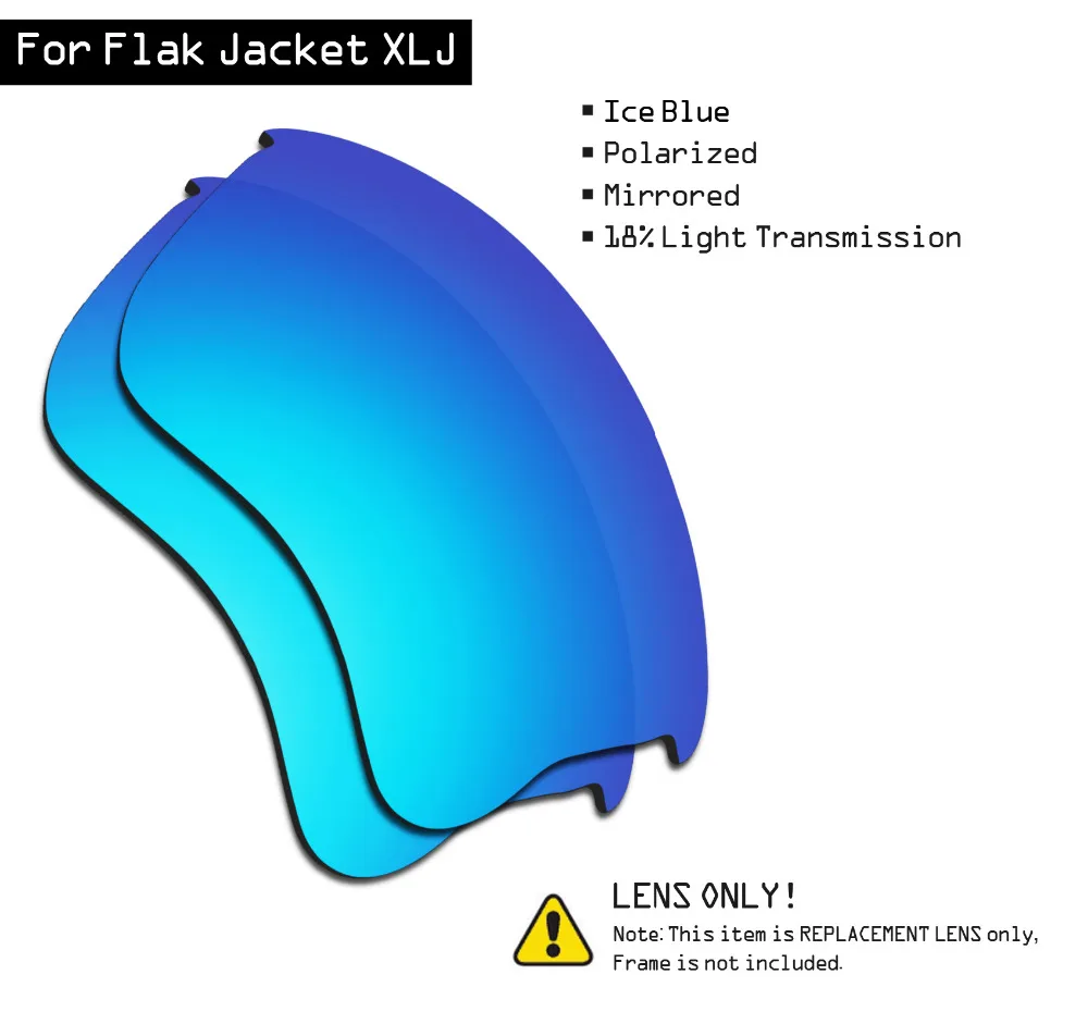 SmartVLT Polarized Sunglasses Replacement Lenses for Oakley Flak Jacket XLJ - Ice Blue