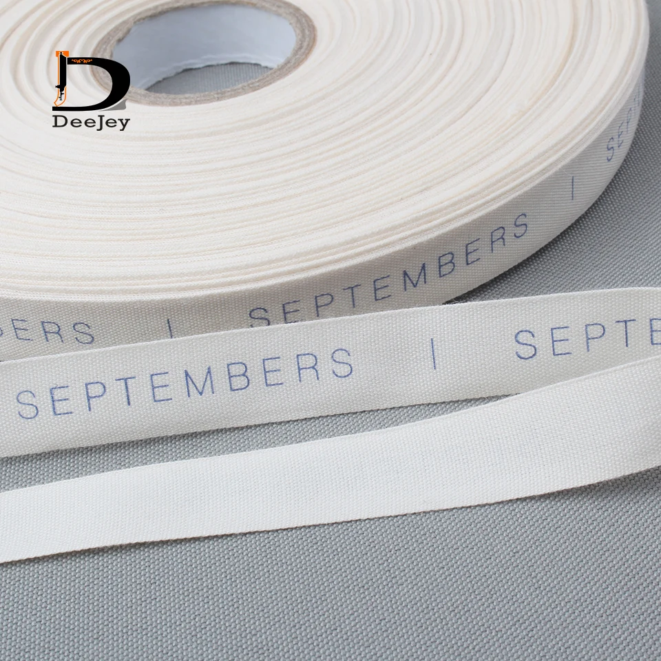 1000pcs roll cotton tag cloth label custom logo printed clothing tags beige bottom colors