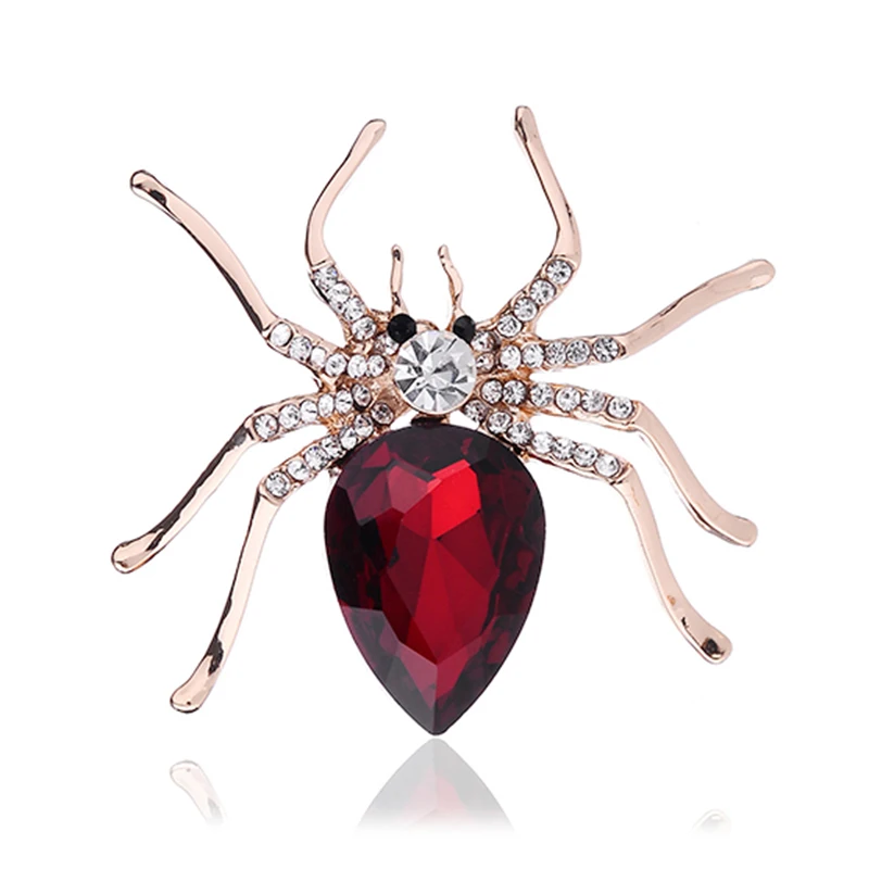 Exotic Colorful Crystal Stone Body Shining Rhinestones Inlaid Golden Metal Legs Spider Brooch Pin Women Jewelry Brooch 2018 New