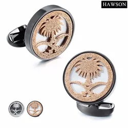 HAWSON Arabic Style Cufflinks Palm Tree with Crossed Tulwars/Machetes Special Design for Muslim People of Middle East Arab Robe