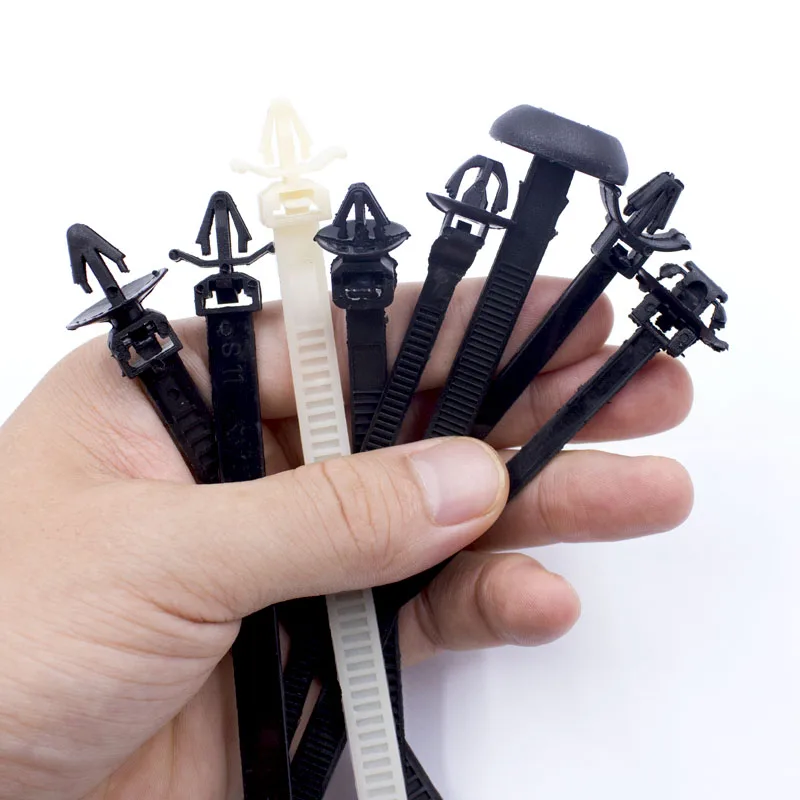 Car Universal Releasable Straps Fixed Car Cable Zip Tie Fastening Ties Push Mount Wire Tie Retainer Clip Clamp