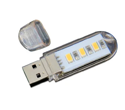 Hot Sale Portable Mini Keychain USB Power 3 SMD LED White Light U Disk Shape Laptop Lamp Camping Reading With Cover