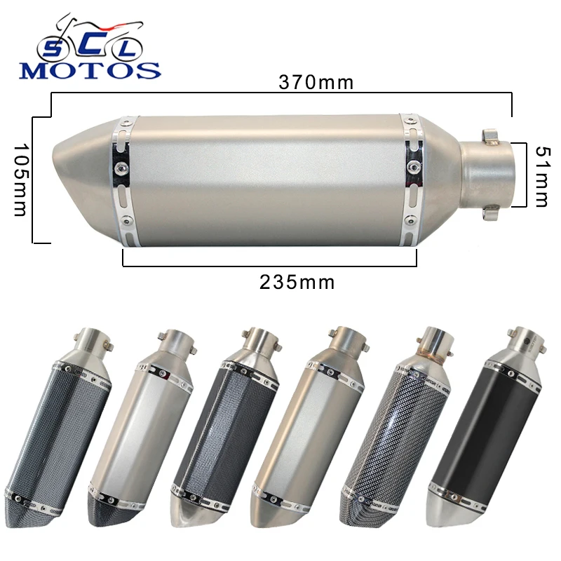 Sclmotos- 35-51mm Motorcycle Scooter ATV Exhaust Muffler Pipe Escape Moto for Honda CBR250 CB400 YZF FZ400 Z750 NINJA TMAX530