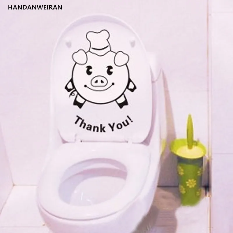 2022 Funny Pig Thank You Toilet Stickers Dog Poster Mural Wallpaper Family Wall Decal For Bathroom Hot Selling 30*35cm