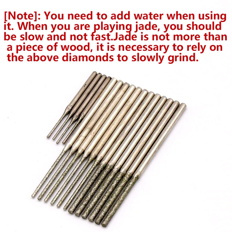 5/10pcs  0.8~5.0mm Diamond Grinding Head Lengthen Burr Needle Drill Bit Point Engraving Polishing Glass Jade Stone Rotary