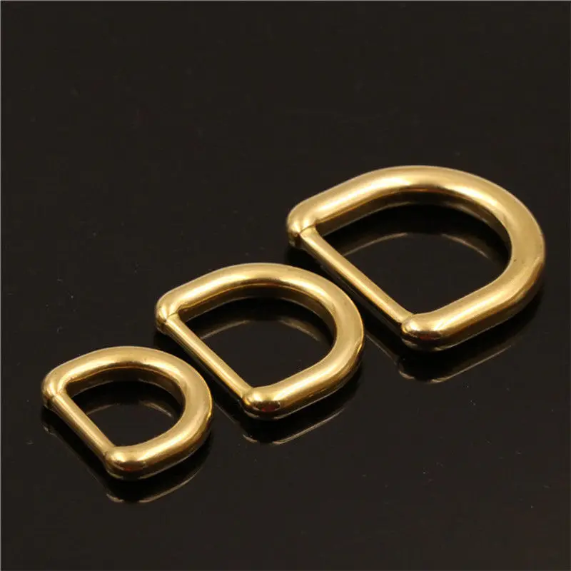 1piece Solid Brass Molded D ring Buckle for Leather Craft Bag Purse Strap Belt Webbing Dog Collar 15/20/25mm