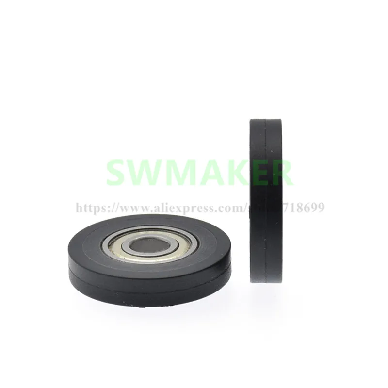 10pcs 6*25*5mm TPU polyurethane, PU coated pulley, wear-resistant automatic rolling pulley, 696 bearing roller flat wheel