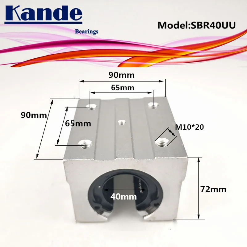 Kande Bearings 1pc SBR40UU SBR40 UU SBR40 Open Bearing block CNC parts slide for 40mm linear guide SBR40 40mm SME40UU SME SBR