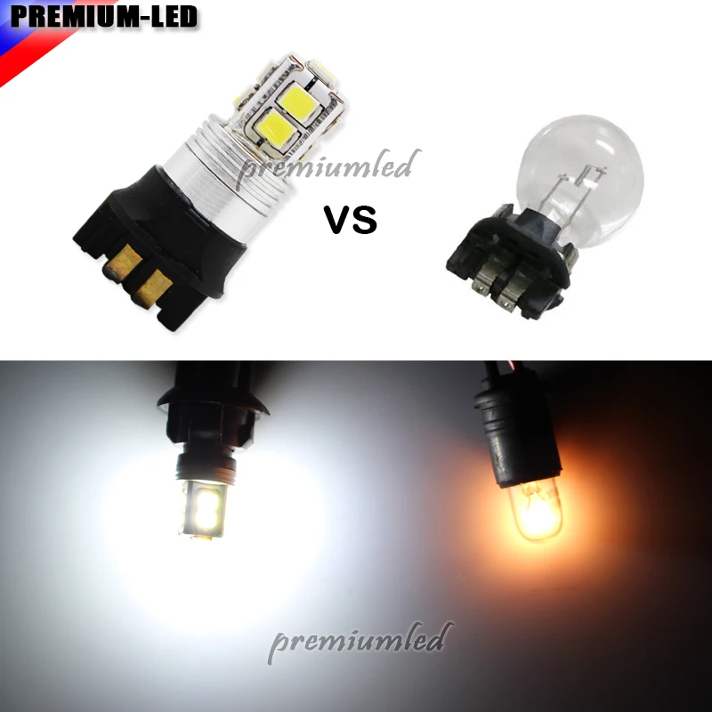 Xenon White Canbus 10-SMD PW24W PWY24W LED Bulbs For Audi BMW Peugeot Volvo VW Turn Signal Lights or Daytime Running Lamps,12V