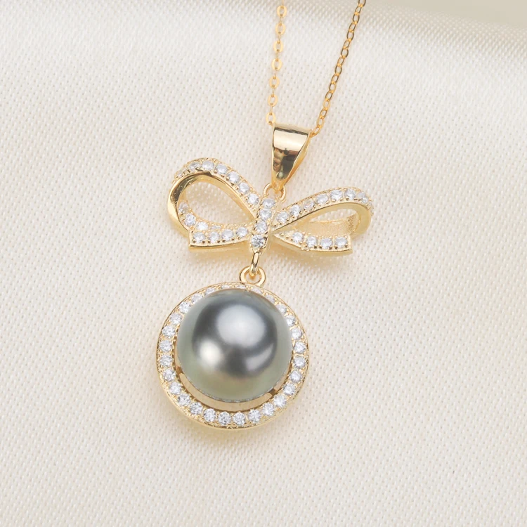 3Pcs/Lot Big Pearl Pendant Settings Bowknot Design S925 Sterling Silver Pearl Pendant Holder Women DIY Pendant Findings