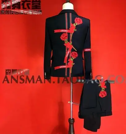 S-6XL!!!A male singer costumes embroidery suit men's cultivate one's morality personality trend The host dress