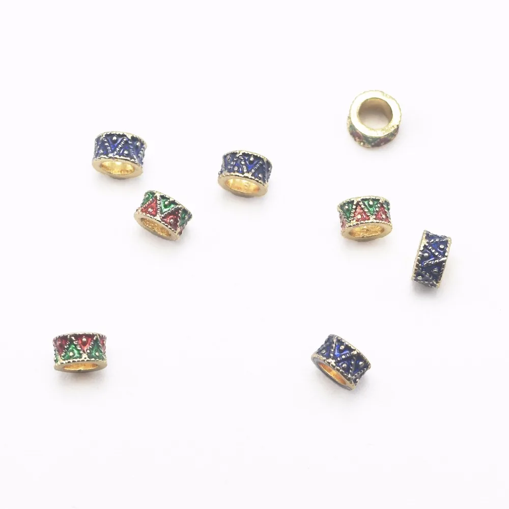 

Hand Made DIY Findings Wholesale Colorful Tube Shape Enamel Cloisonne Bead, hole 4mm