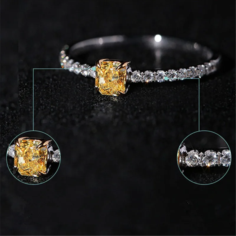 CC Wedding Rings For Women Yellow Square Cubic Zirconia Ring Bridal Simple Ring Trendy Jewelry Engagement Anel CC1423