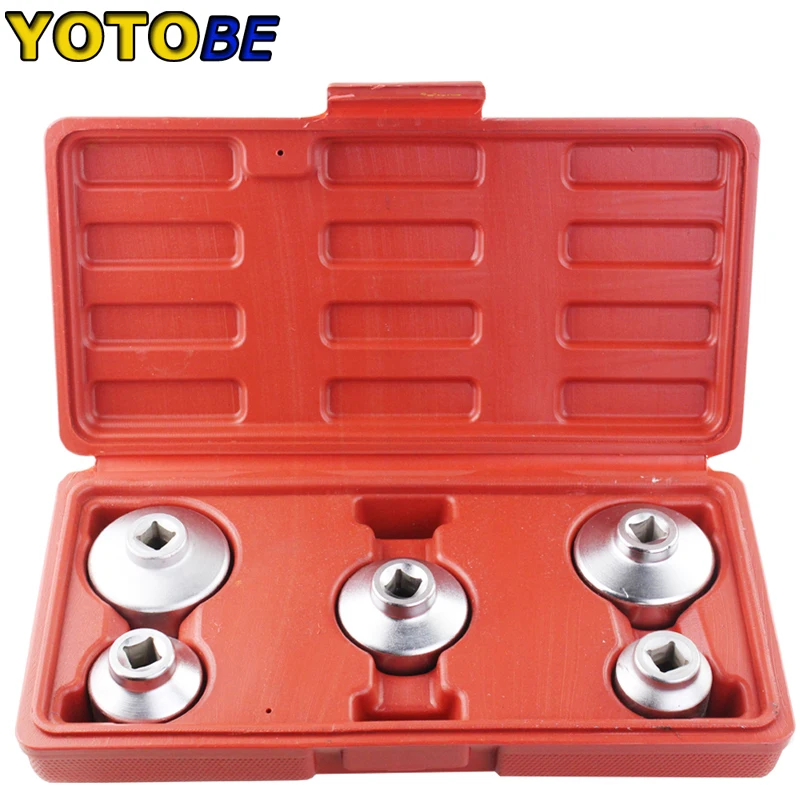 5PCS Car Oil Filter Cap Wrench Socket Set For Mercedes Benz BMW FORD 24mm 27mm 32mm 36mm 38mm