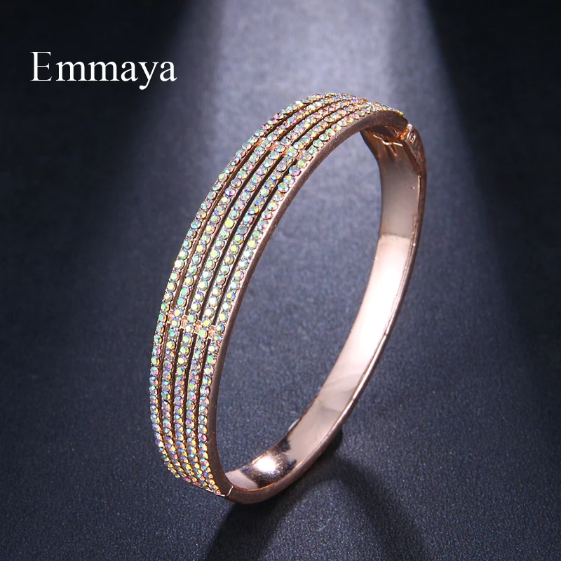 Emmaya New Arrival CZ Zircon Stone Rose Gold color Gun Black Bangle Fashion Women Bracelet Jewelry Wedding Party