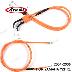 Arashi Motorcycle Accessories Throttle & Clutch Cables Stainless Lines Wires for YAMAHA YZF R1 2004 2005 2006 YZF-R1 YZFR1 1 Set