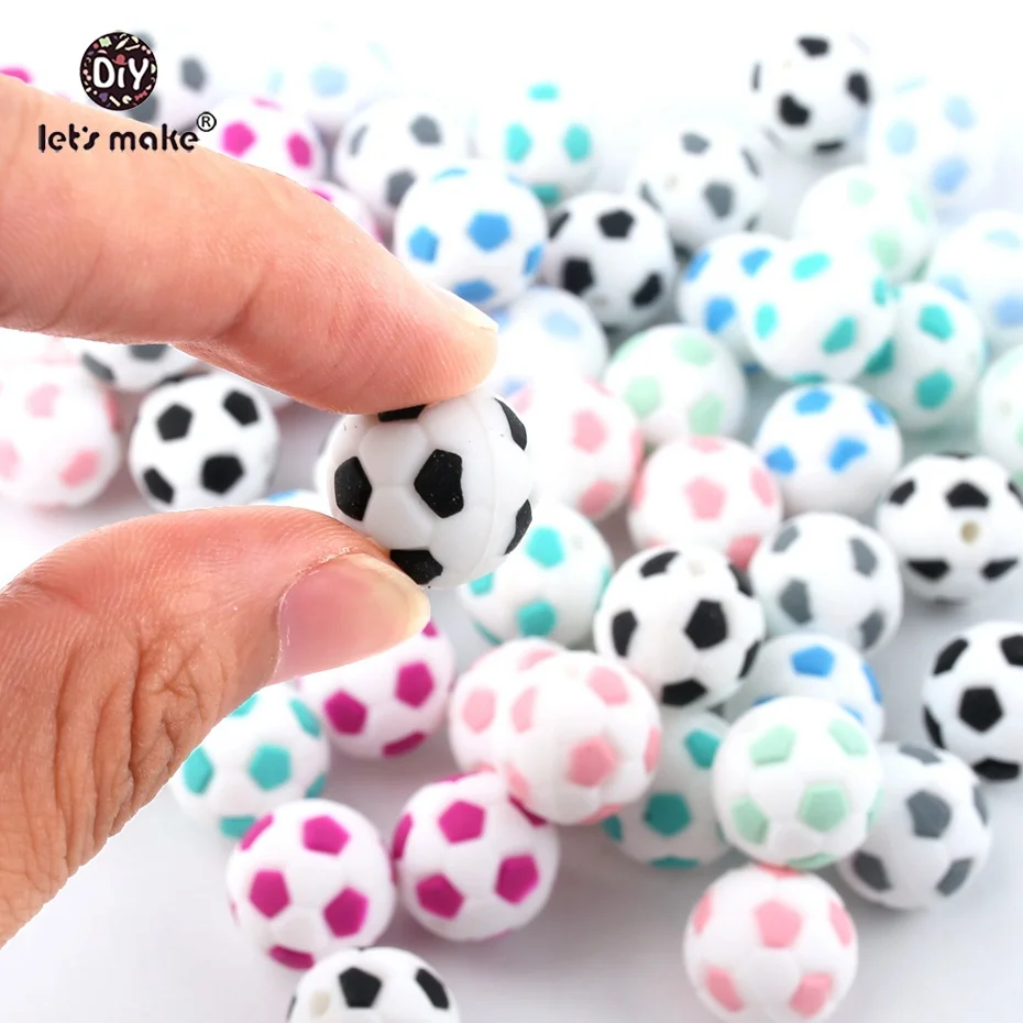 Let\'s Make-Perles de football en silicone sans BPA, TeWindsor, ChFukBeads, bricolage, accessoires d\'artisanat, pendentif d\'allaitement, 20 pièces