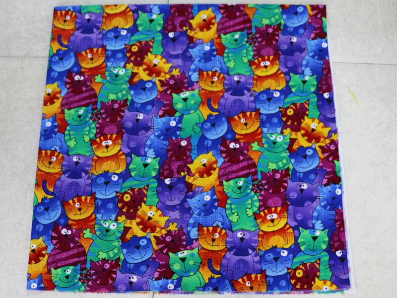 1 Meter x 1,1 Meter Cartoon-Katzen Patchwork-Nähstoff Digital Bedruckter Baumwollstoff – Detail 11
