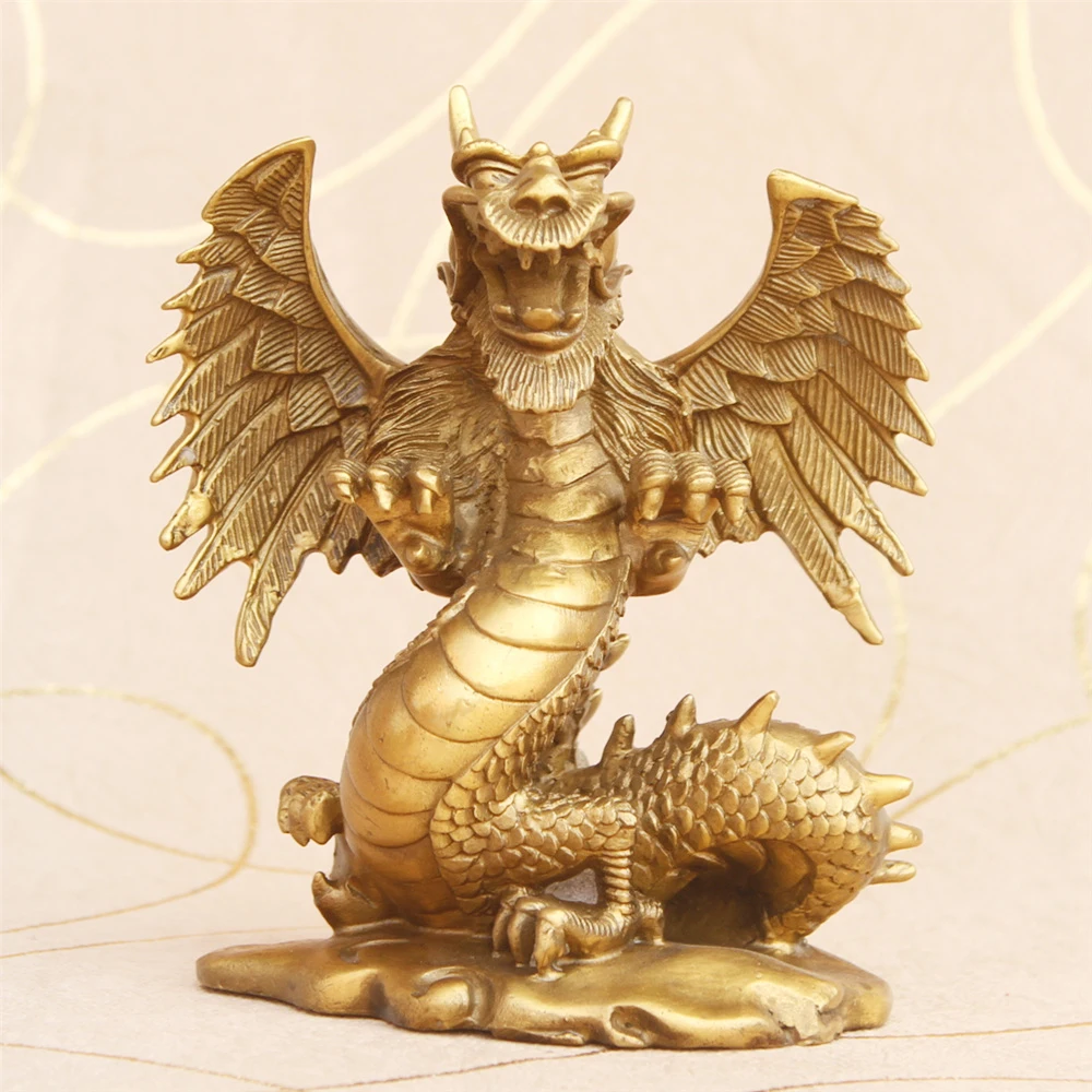 

MOEHOMES china copper fengshui Career success dragon lucky statue home decoration metal crafts