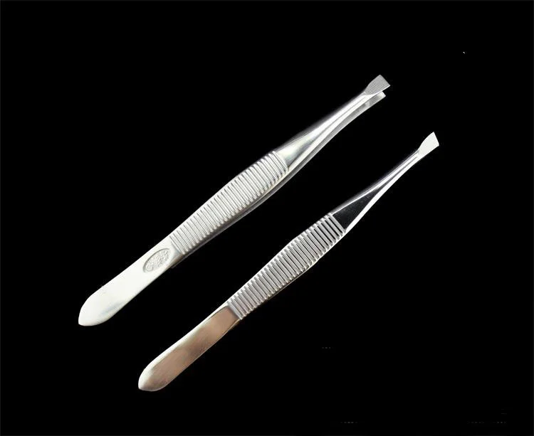 طرف مائل مسطح الرموش الصناعية كليب الحاجب الملقط مع كم مزيل الشعر الوجه للوجه الأنف ماكياج الجمال أداة الحاجب