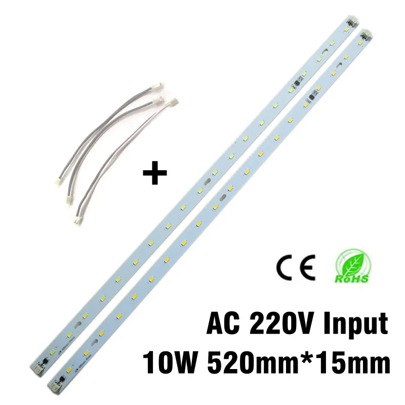 220V 10W High Brightness 5730 LED Bar Lights LED Tube 520mm*15mm LED Light Source With Cable Connector Needn't Driver