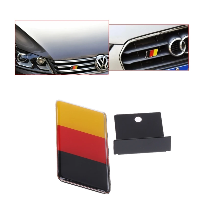 1pc German Flag Front Grille Sticker Emblem Badge Dual Adhesive Tape Adhesive For Volkswagen Golf Polo Audi