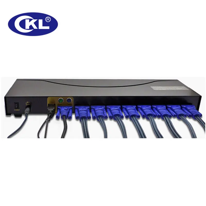 Commutateur KVM USB VGA 8 ports avec câbles, 8 en 1 moniteur PC clavier souris commutateur Rack Mount CKL-9138U