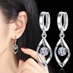 925 Silver Needle New Arrivals Fashion Shiny Crystal Ladies Stud Earrings Jewelry Women Female Anti Allergy Cheap