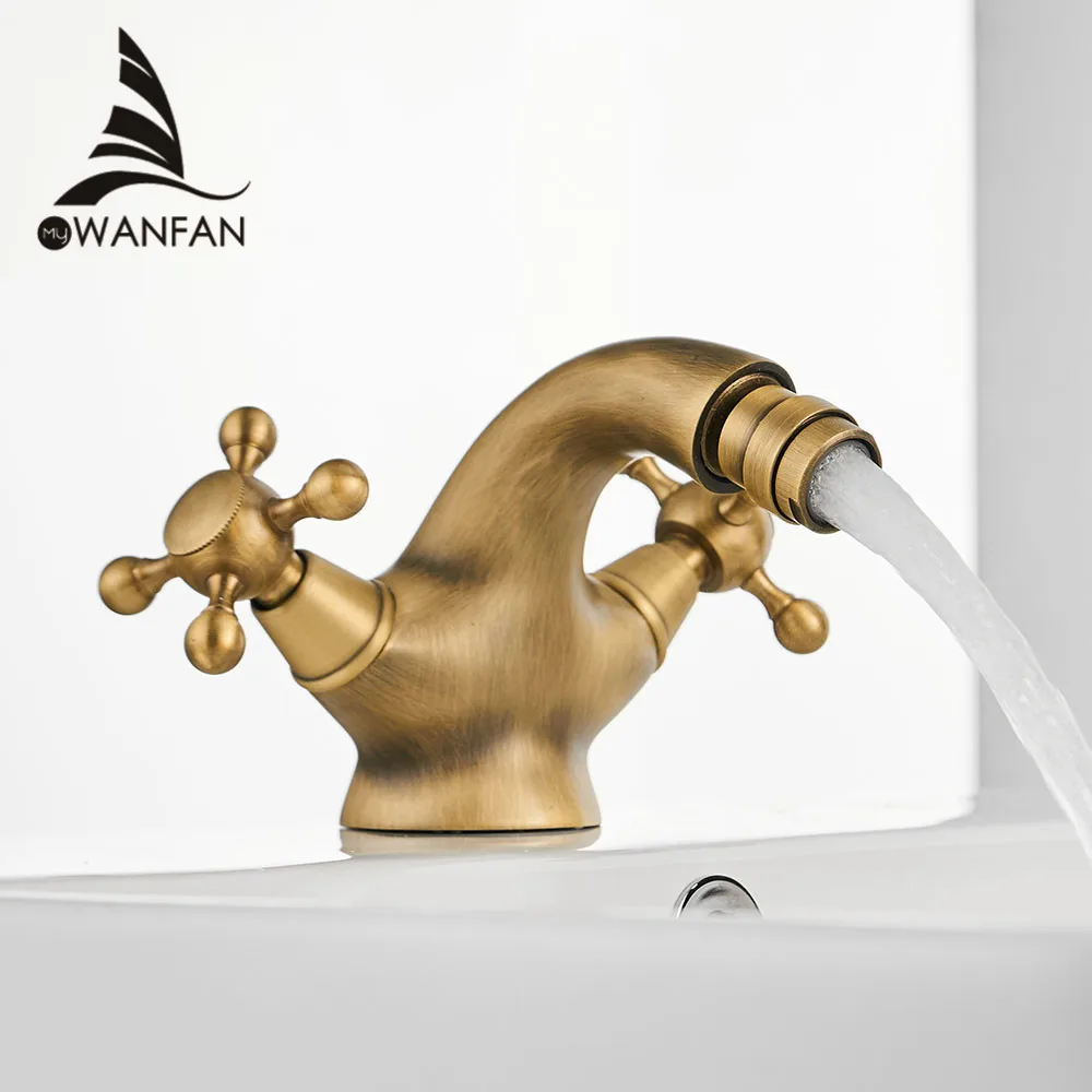 

Antique Bidet Faucet Two Ceramic Swivel Handles Water Bathroom Sink Brass Single Hole Deck Mounted Water Mixer Tap 7313