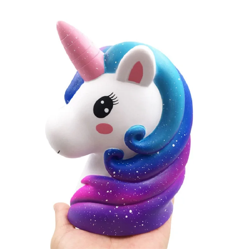 Jumbo Colorful Unicorn Head Squishy Soft Slow Rising Scented Squishy Kids Grownups Stress Relief Squeeze Toys Toy 13*11*7.5 CM