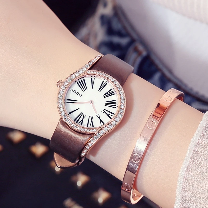 GUOU watches female fashion watch waterproof belt Korean fashion leisure table 69 unique diamond watch