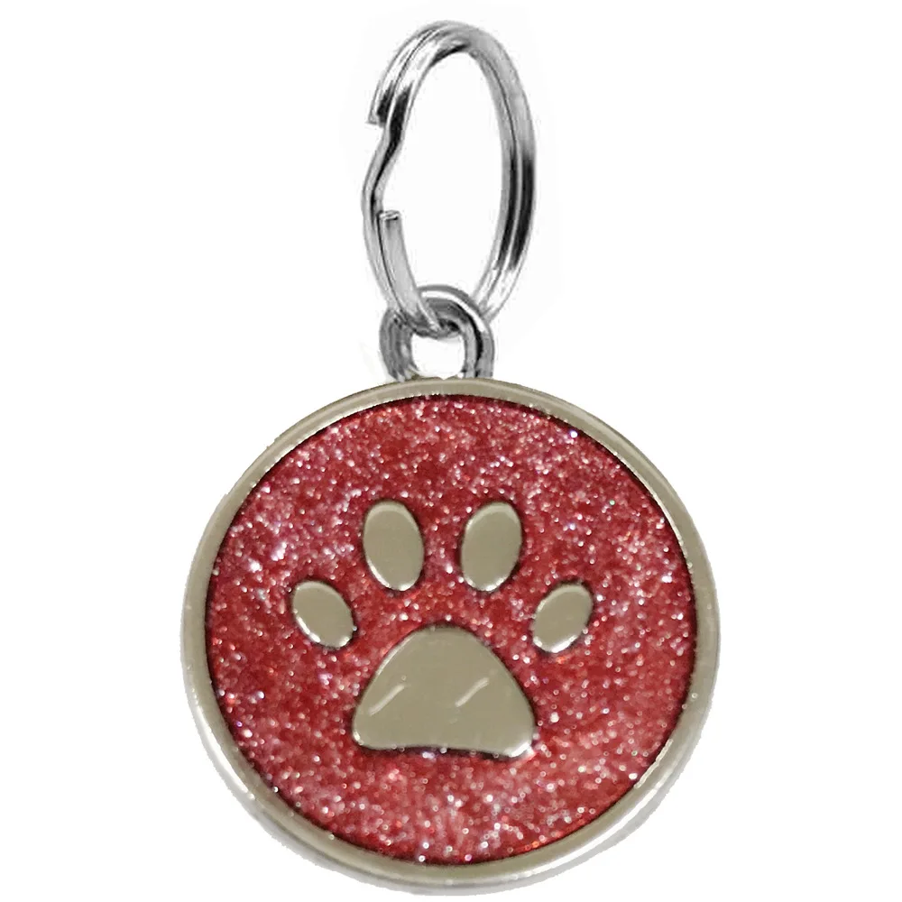 200pcs/lot  6 Colors Pet Collars Jewelry Pendant Fashion Personalised Engraved Glitter Paw Print Tag Dog Cat Pet ID Tags