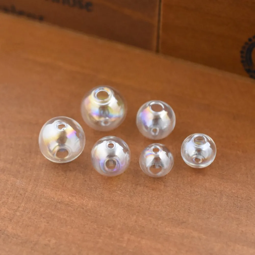 10pieces Double Hole Colorful 10mm 12mm 14mm Glass Ball Glass Globe Pendant Jewelry Findings DIY Handmade Beads Materials