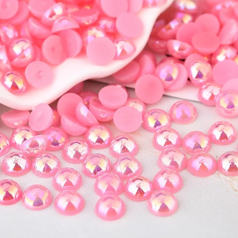 AB Pink Half Pearl Mixed Size from 1.5mm To 10mm Craft ABS Resin Flatback Half round imitation pearls For Nail DIY Phone Decro