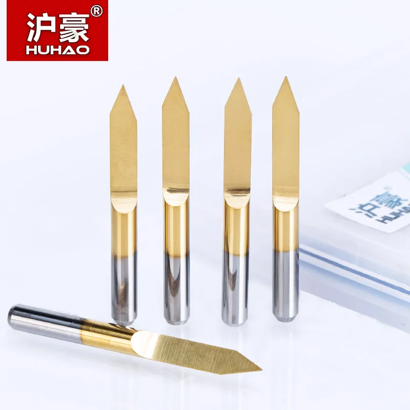 HUHAO 10pcs/lot 3.175mm Engraving Bits CNC degree 10-90 end mill carbide milling cutter Titanium Coating CNC Router Tools