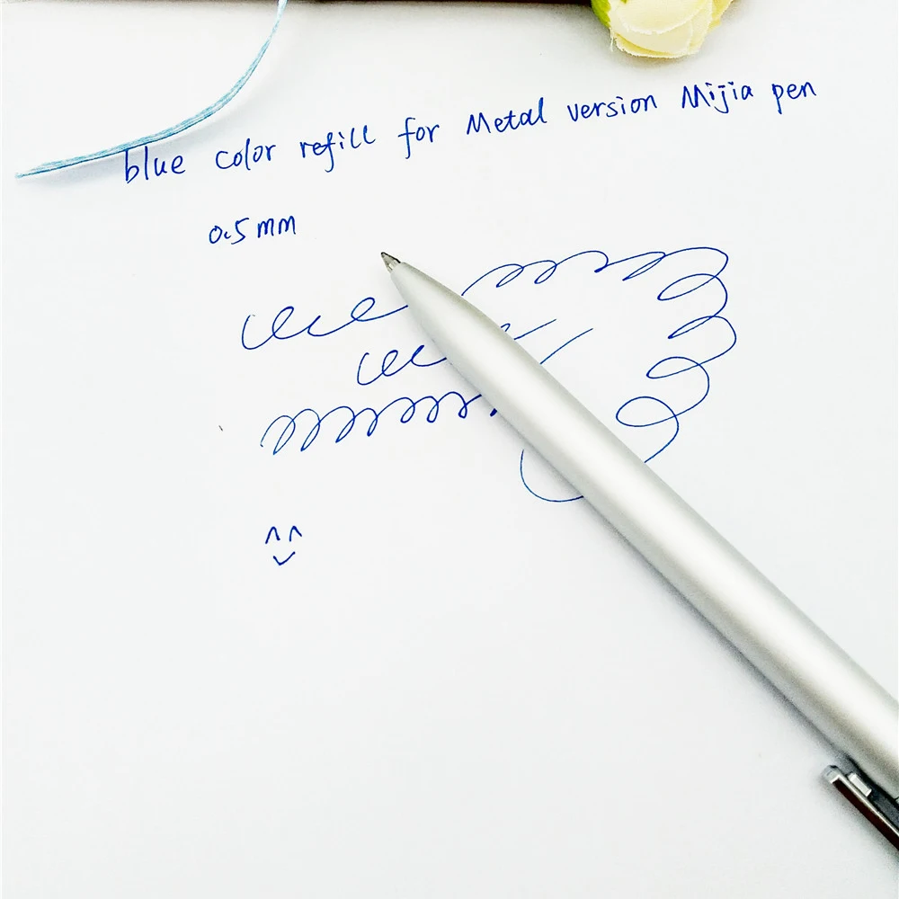 Recarga de tinta azul para xiaomi mijia pen, versão de metal com 0.5mm, substituição somente para caneta mijia de cor dourada e prateada