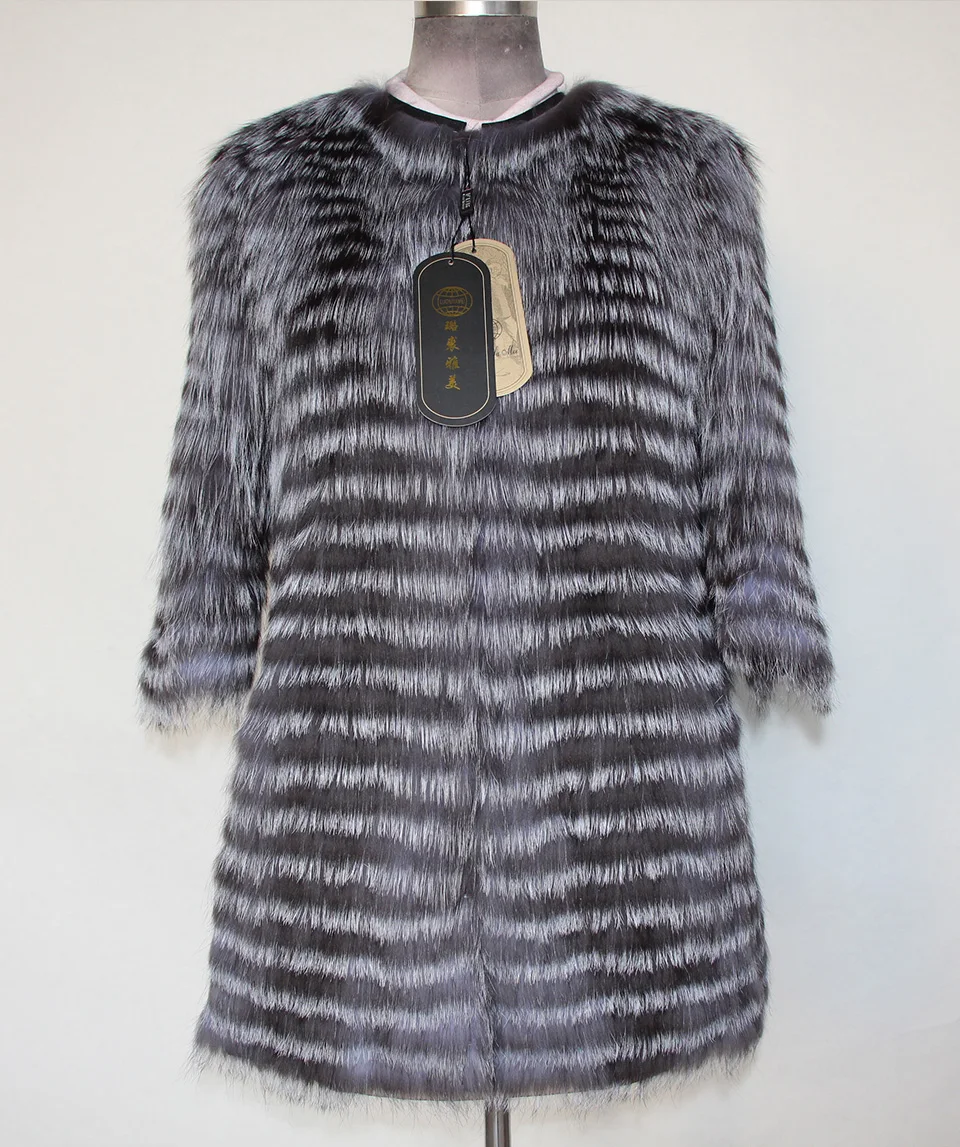 Natural Silver Fox ขนสัตว์สำหรับเสื้อขนเฟอร์ Coat ฤดูหนาวของแท้หนังแจ็คเก็ตเสื้อโค้ทขนสัตว์ผู้หญิงแจ็คเก็ต Slim ลายเสื้อ