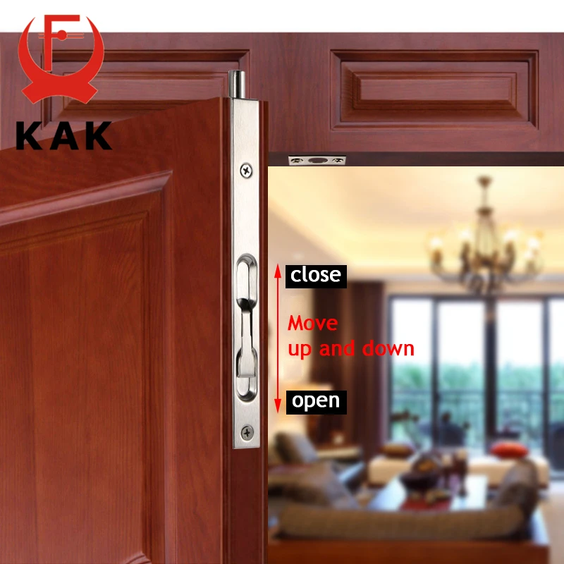 KAK 4/6/8/10 inch Stainless Steel Hidden Door Bolt Security Guard Door Latch Sliding Door Lock Bathroom Bolt Dust Proof Hardware