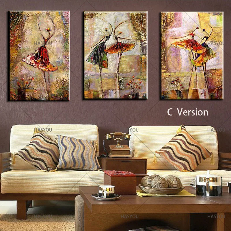 

Abstract Oil Painting Modern 100% HandPainted dancing girls home Decor For Living Room hotel 3pcs Set abstract Picture unframed