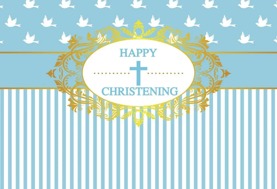 Custom Blue Gold Prince God Bless Baptism First Communion backdrop  High quality Computer print party background