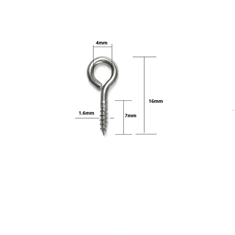 100pcs 16mm Small Eye Screw Bolt Hook 304 Stainless Steel Tiny Screw Eye DIY Rope Accessories Wood Screws Jewellery Accessories