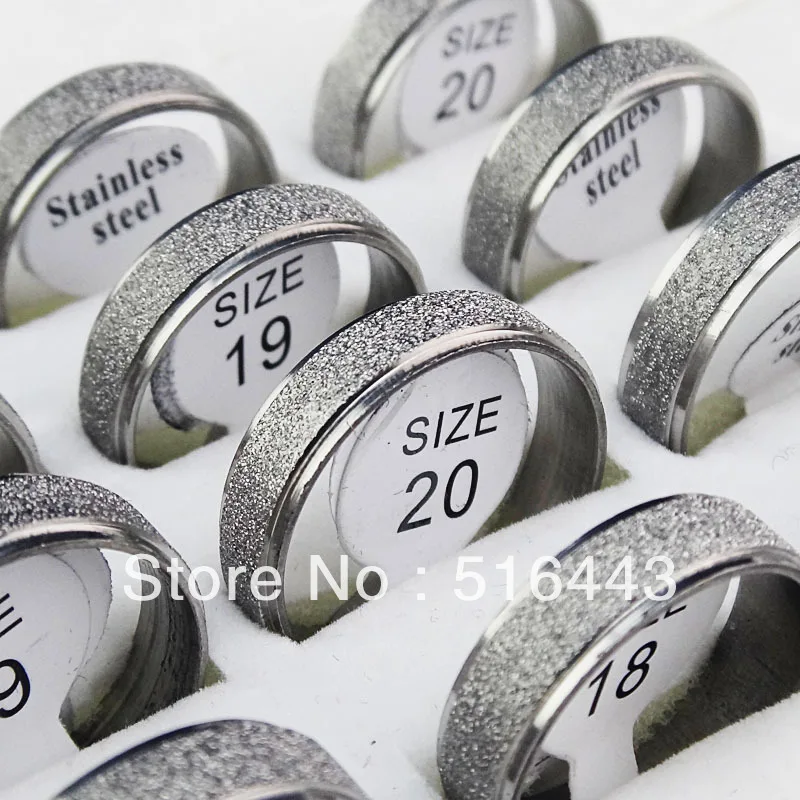 

Charms 50pcs 6M Silver Frosted Stainless Steel Fashion Women Mens Rings Wholesale Jewelry Lots A-911