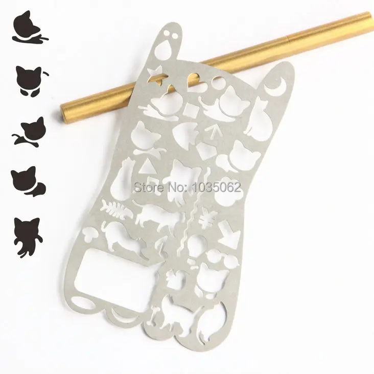 DIY Metal Cat Ruler, Creative Graffiti Drawing Hollow Template