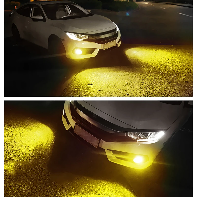 2 pieces Niscarda COB H1 H3 H4 H7 H8 H11 9005 9006 880 881 Driving 8000K Ice Blue 3000K Amber Yellow Fog Lights Bulbs Dual Color