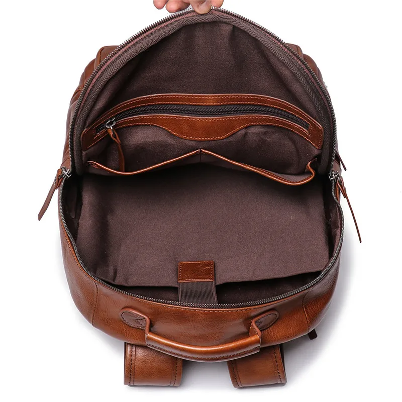 Nesitu Highend A4 Vintage Brown Coffee Full Grain Genuine Leather 14\'\' 15.6\'\' Laptop Men Women Backpack Male Travel Bags M88120