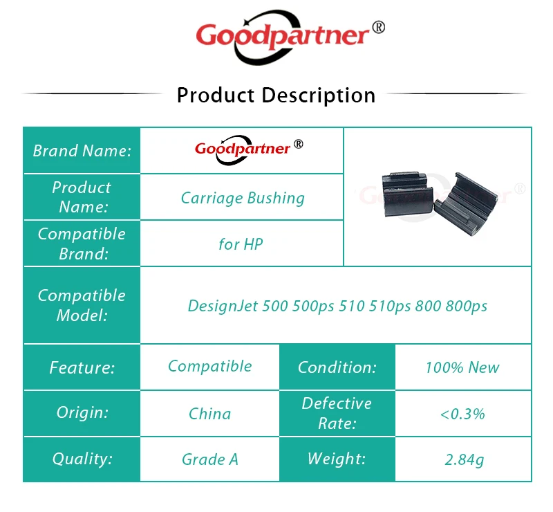 1X C7769-69376 C7769-60376 Print Head Carriage Bushing for HP DesignJet 500 500ps 510 510ps 800 800ps 815 820