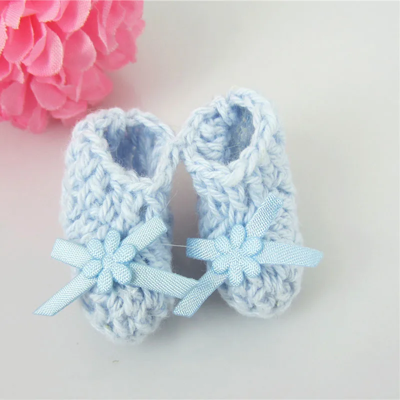 12Pairs Handmade miniature crochet booties For baby shower favors baptism party decorations 2.5 x 4.0cm