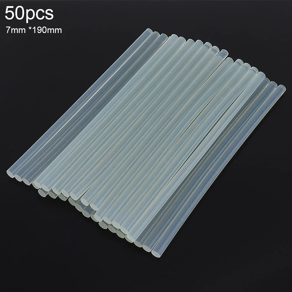 50pcs/lot 7mm x190mm Transparent Hot-melt Gun Glue Sticks Gun Adhesive DIY Tools for Hot-melt Glue Gun Repair Alloy Accessories