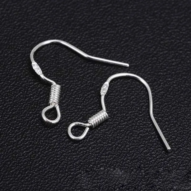 10pcs Real Solid 925 sterling Silver Ear Hooks Wire Spring Earring Clasps For Making Earrings Jewelry Findings Accessories