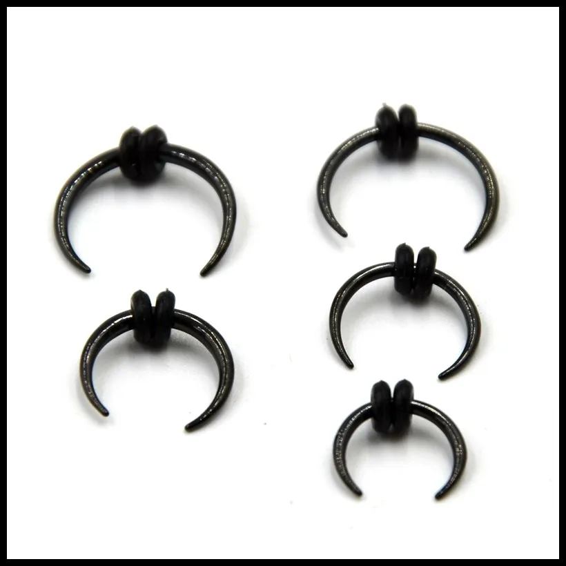 1PC Septum Nose Ring Surgical Steel Black Rainbow  Silver Color Hoop Pincher Round Tapered Ear Cartilage Piercing Earring 14g16g